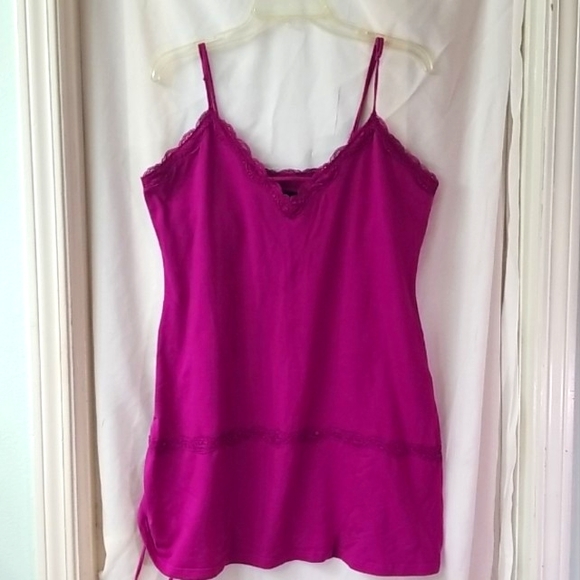 MODA INTERNATIONAL Tank Top/built in Bra/Cinch side GORGEOUS Magenta! - Picture 3 of 7